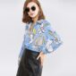 Aachoae Floral Print Blouse Elegant Shirts Women Long Sleeve Tunic Loose Casual Blouse Turn Down Collar Shirt Top Blusas 2020