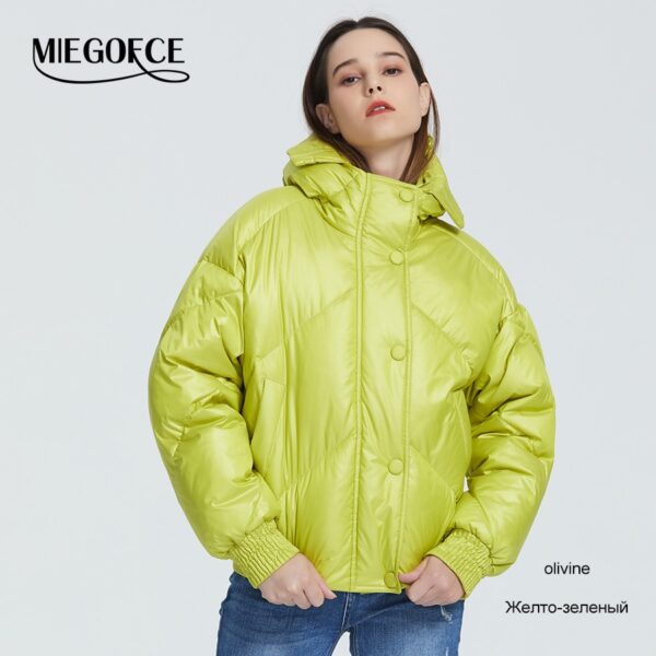 MIEGOFCE 2020 New Design Winter Coat Women's Jacket Insulated Cut Waist Length With Pockets Casual Parka Stand Collar Hooded