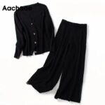 Aachoae-Casual-Elegant-Women-2-Piece-Set-Knitted-Long-Sleeve-Cardigan-Sweater-Set-Ladies-Wide-Leg-Pants-Outfits-Wool-Tracksuits