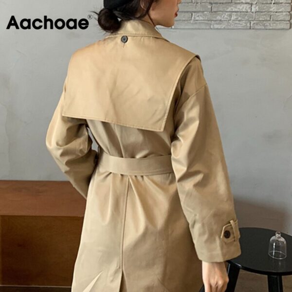 Aachoae Casual Trench Coat 2020 Long Windbreaker Women Korean Single Breasted Coat With Belt Solid Long Sleeve Pockets Outerwear