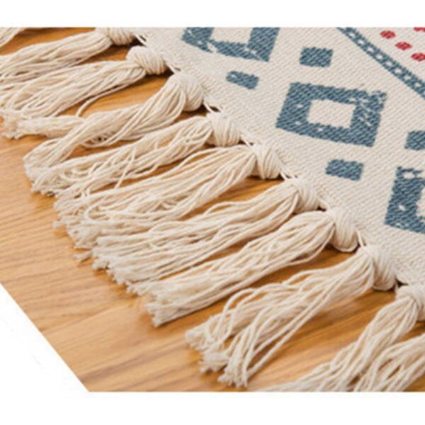 Retro Bohemian Carpet Hand Woven Cotton Linen Carpet Rug Bedside Rug Geometric Floor Mat Living Room Bedroom Carpet Home Decor