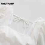 Aachoae-Women-A-Line-White-Cotton-Midi-Dress-Bow-Tie-Hollow-Out-Sweet-Summer-Dresses-Square-Collar-Short-Sleeve-Casual-Sundress
