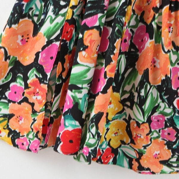 Aachoae Vintage A Line Printed Dress Women Short Sleeve Colorful Summer Dress Ladies V Neck Casual Midi Dresses Vestidos 2020