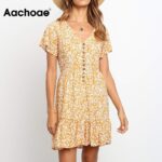 Aachoae-Women-Casual-A-Line-Dresses-2020-Summer-Floral-Print-V-Neck-Boho-Beach-Dress-Ladies-Short-Sleeve-Mini-Dress-Robe-Femme