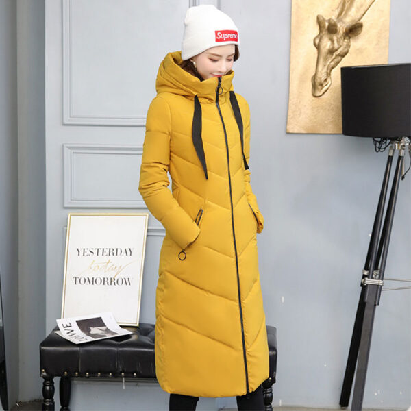 Women X-long Hooded Bakery Oversize Winter Down Coat Student Thick Warm Jacket Cotton Padded Wadded Parkas Big Pocket