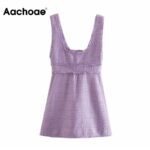 Aachoae-Women-Sweet-Spaghetti-Strap-Tweed-Mini-Dresses-Double-Breasted-Chic-Party-Dress-A-Line-Tassel-Purple-Dress-Vestidos
