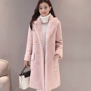 Women Suede Fur Winter Coat 2020 Fashion Thick Faux Sheepskin Long Jacket Overcoat Female Solid Warm Trench Coats Spring Autumn