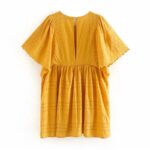 Aachoae-Women-Sweet-O-Neck-Cotton-Embroidery-Mini-Dress-Summer-Hollow-Out-Yellow-Dresses-Flare-Short-Sleeve-Holiday-Casual-Dress