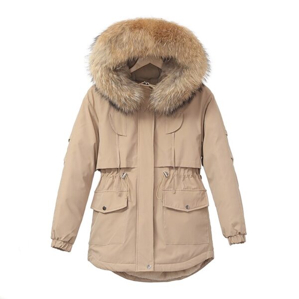 Fashionable Warm Cotton Liner Hooded Down Parkas Coat Winter Jacket Women Adjustable Waist Fur Collar Jacket Parka 2020 New