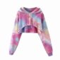 Aachoae Streetwear Colorful Hoodies Women Batwing Long Sleeve Loose Hooded Sweatshirt Drawstring Irregular Short Hoodies Lady