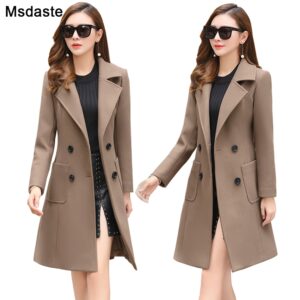 Woolen Women Jacket Coat Long Slim Blend Outerwear 2019 New Autumn Winter Wear Overcoat Female Ladies Wool Coats Jacket Clothes