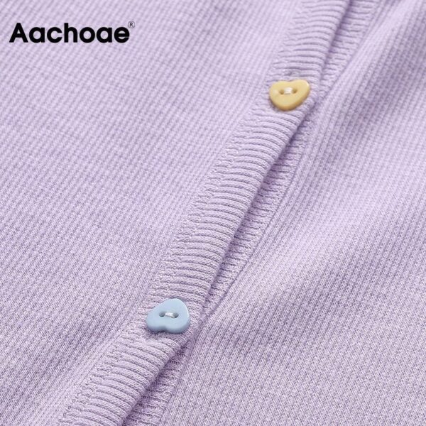 Aachoae Fashion Patchwork Shirt Women Short Sleeve Sweet Ladies Short Tops Purple Color Slim T Shirt Female Summer Ropa Mujer