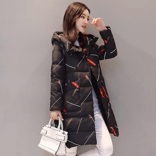 Elegant Long Sleeve Warm Zipper Parkas Women Jacket Office Lady Fashion Winter Hooded Long Jacket Coat