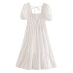 Aachoae-Women-A-Line-White-Cotton-Midi-Dress-Bow-Tie-Hollow-Out-Sweet-Summer-Dresses-Square-Collar-Short-Sleeve-Casual-Sundress