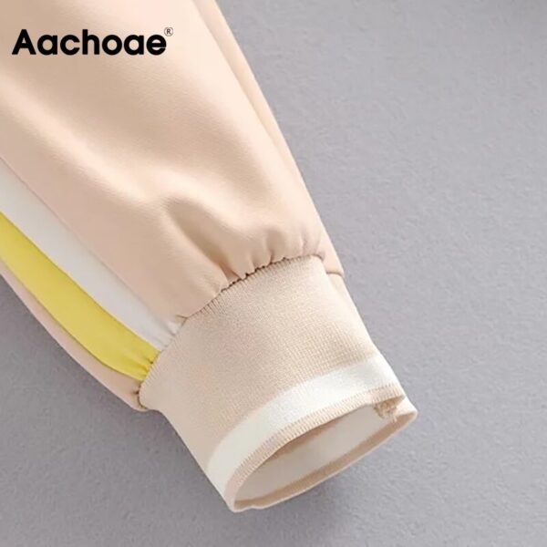 Aachoae Sports Style Two Piece Set Women Batwing Sleeve Patchwork Hooded Hoodies Full Length Casual Jogger Pants Lady Outfit