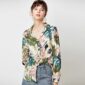 Aachoae Vintage Floral Print Women Shirts 2020 Casual Loose Blouse Long Sleeve Turn Down Collar Office Shirt Tops Camisas Mujer