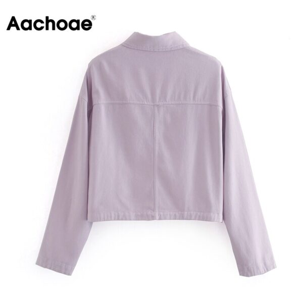 Aachoae Women Loose Solid Jacket Big Pocket Tassel Chic Coat Outerwear Batwing Long Sleeve Purple Color Short Jacket Female