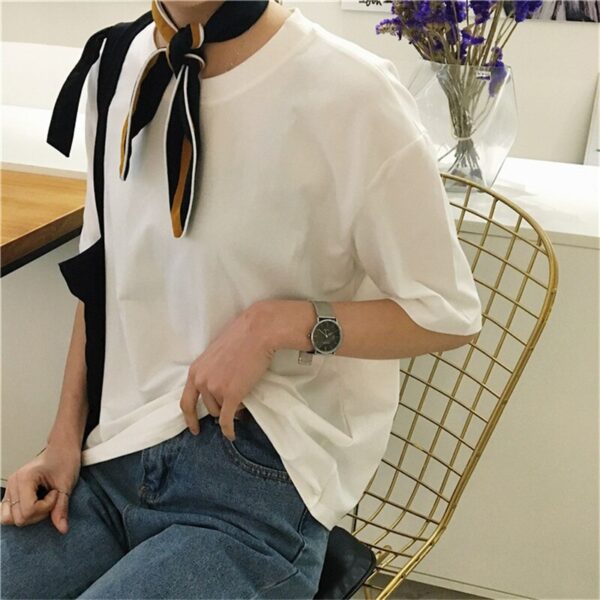 Aachoae Women Solid Casual T Shirt Spring Summer 2020 Short Sleeve Loose Basic Tee Tops Ladies Harajuku O Neck T-shirt Plus Size