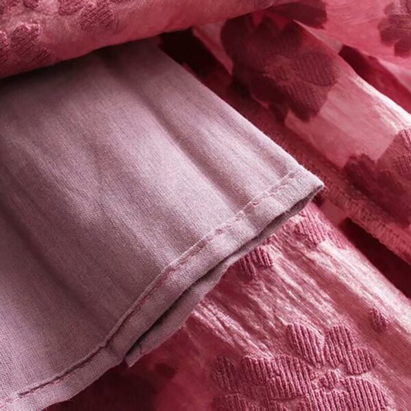 Aachoae Sweet Cotton Embroidery Pink Dress Women Half Sleeve Elegant Flowers Mini Dress 2020 Chic O Neck A Line Pleated Dresses