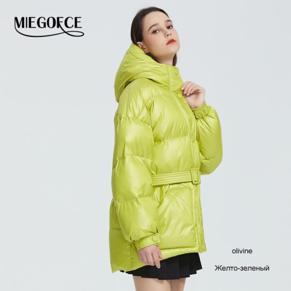 MIEGOFCE 2020 New Winter Women's Jacket High Quality Bright Colors Insulated Puffy Coat collar hooded Parka Loose Cut With Belt