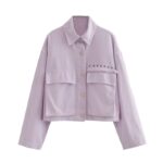Aachoae-Women-Loose-Solid-Jacket-Big-Pocket-Tassel-Chic-Coat-Outerwear-Batwing-Long-Sleeve-Purple-Color-Short-Jacket-Female