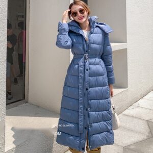 women's X-long thick parka winter solid jackets 2020 with sashes epaulet hooded plus size warm coat female outwear giacca donna