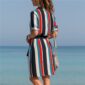 Aachoae Dress 2020 Summer Striped A-line Print Boho Beach Dresses Women Long Sleeve Office Shirt Dress Mini Party Dress Vestidos