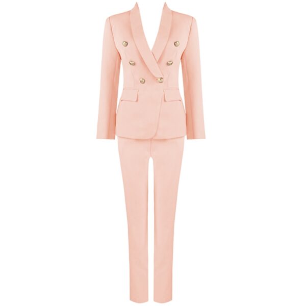 2020 Autumn Winter Fashion Sexy New Women'S Set Double-Breasted Jacket & Pants 2 Two-Piece Office Celebrity Party Pants Set Suit
