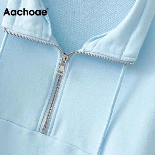 Aachoae Casual Solid Hoodies Women Batwing Long Sleeve Loose Ladies Tops Zipper Lace Up Short Sweatshirts Harajuku Pullovers