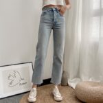 Aachoae-Women-Retro-Light-Blue-Color-Long-Jeans-Raw-Edge-Baggy-Denim-Pants-Lady-Button-Fly-Straight-Casual-Mom-Jeans-Pantalones