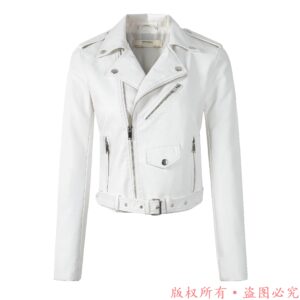 New Arrival 2020 brand Winter Autumn Motorcycle leather jackets White leather jacket women leather coat slim PU jacket Leather