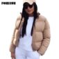 FORERUN Fashion Bubble Coat Solid Standard Collar Oversized Short Jacket Winter Autumn Female Puffer Jacket Parkas Mujer 2020