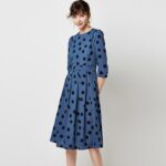 Aachoae-2020-Spring-Polka-Dot-Dress-Women-Vintage-Three-Quarter-Sleeve-Office-Casual-Dress-O-Neck-Ladies-Long-Pleated-Dresses