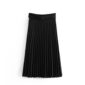 Aachoae Women High Waist Black Pleated Midi Skirt With Belt Casual Female Solid Chic Skirts Office Wear Skirt Faldas Mujer
