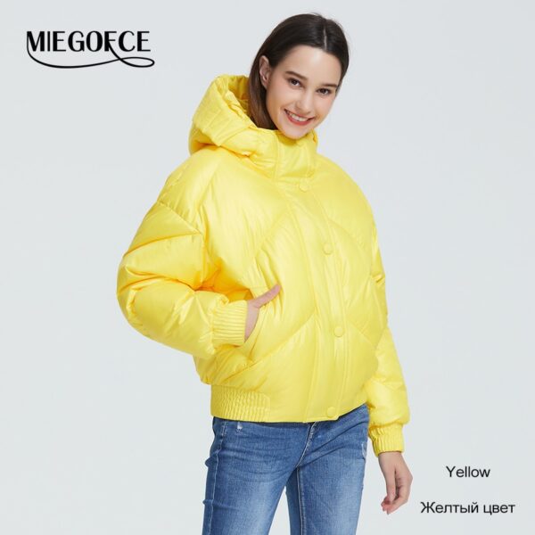 MIEGOFCE 2020 New Design Winter Coat Women's Jacket Insulated Cut Waist Length With Pockets Casual Parka Stand Collar Hooded