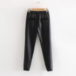 Aachoae-Women-Black-Chic-PU-Leather-Pants-Elastic-Waist-Long-Length-Elegant-Bottoms-Drawstring-Tie-Pockets-Basic-Female-Trousers