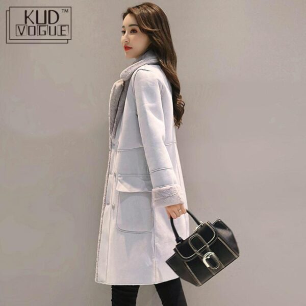 Women Suede Fur Winter Coat 2020 Fashion Thick Faux Sheepskin Long Jacket Overcoat Female Solid Warm Trench Coats Spring Autumn