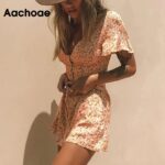 Aachoae-Summer-Floral-Print-Vintage-Mini-Dress-Women-Deep-V-Neck-Boho-Beach-Dresses-Female-Short-Sleeve-Casual-Button-Dress