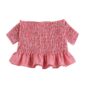 Aachoae Women Sexy Off Shoulder Tops And Blouses 2020 Plaid Ruffles Shirt Blouses Female Short Sleeve Bodycon Crop Top Blusas