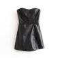 Aachoae Sexy Backless Black Pu Leather Jumpsuit Women Buttons Solid Skinny Party Playsuit Lady Sleeveless Zipper Club Bodysuit