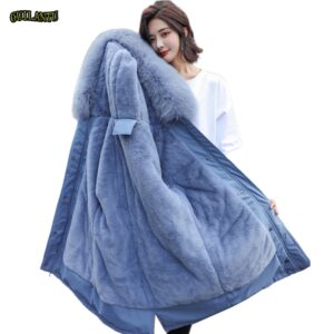 2020 Cotton Liner Warm Coat And Waterproof Jacket Women Plus Size Slim Long Coat Female Winter Big Fur Hooded Parka Mujer Coats