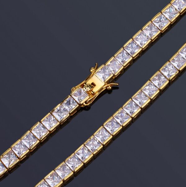 4mm Width Square Tennis Bracelet Zirconia Hiphop Jewelry 1 Row Bling CZ Men/Women Fashion Charm Gold Silver Color Bracelets Gift