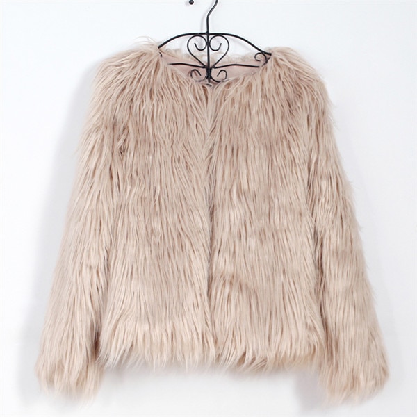 Faroonee Elegant Furry Fur Coat Women Fluffy Warm Long Sleeve Female Outerwear Autumn Winter Coat Jacket Hairy Overcoat