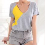 Aachoae-Women-Summer-T-Shirts-Harajuku-Patchwork-T-shirt-Ladies-Sexy-V-Neck-Short-Sleeve-Top-Casual-Loose-Tunic-Tee-Shirt-Femme