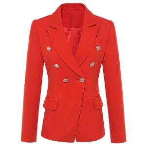 New Fashion 2020 Fall Winter Baroque Designer Blazer Women's Metal Lion Buttons Double Breasted Blazer Jacket Outer Coat Red