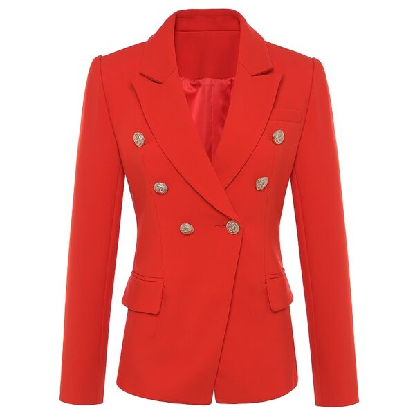 New Fashion 2020 Fall Winter Baroque Designer Blazer Women's Metal Lion Buttons Double Breasted Blazer Jacket Outer Coat Red