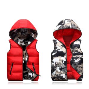 Lusumily Women Vests Plus Size Hooded Two Side Camouflage Warm Waistcoat Winter Black Jacket Outerwear Sleeveless Coat