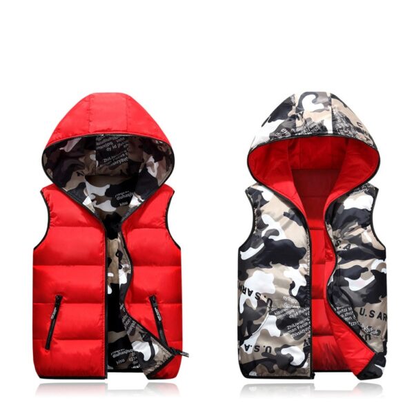Lusumily Women Vests Plus Size Hooded Two Side Camouflage Warm Waistcoat Winter Black Jacket Outerwear Sleeveless Coat