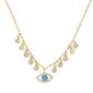 Genuine yellow gold color Necklace Turkey Round Evil Eye Necklaces AAA Zirconia For Woman Chain Jewelry 35+10cm chain