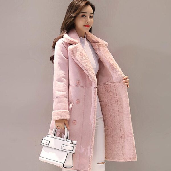 Women Suede Fur Winter Coat 2020 Fashion Thick Faux Sheepskin Long Jacket Overcoat Female Solid Warm Trench Coats Spring Autumn